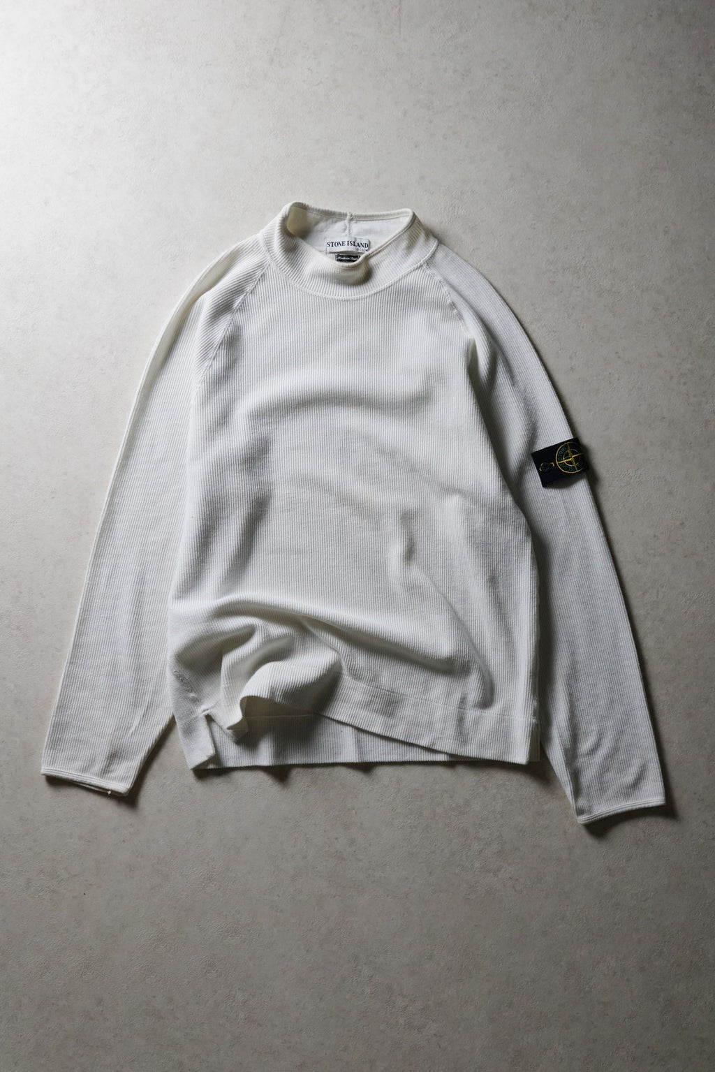 Stone Island White Ribbed Mockneck