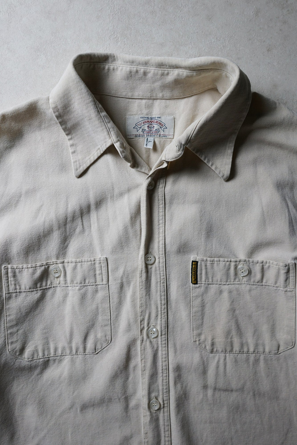 Armani Cream Short Sleeve Shirt