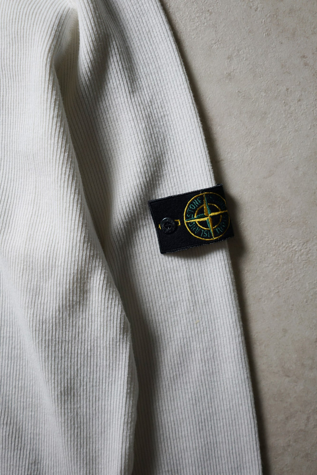 Stone Island White Ribbed Mockneck