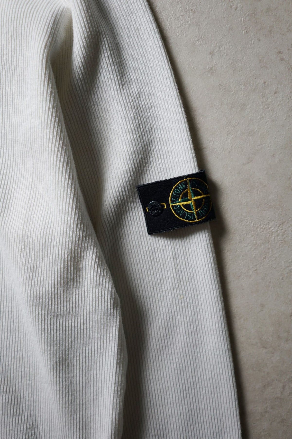 Stone Island White Ribbed Mockneck