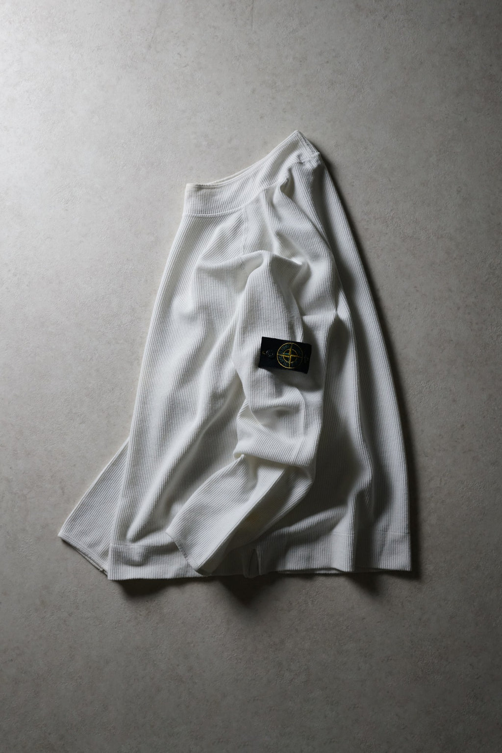 Stone Island White Ribbed Mockneck