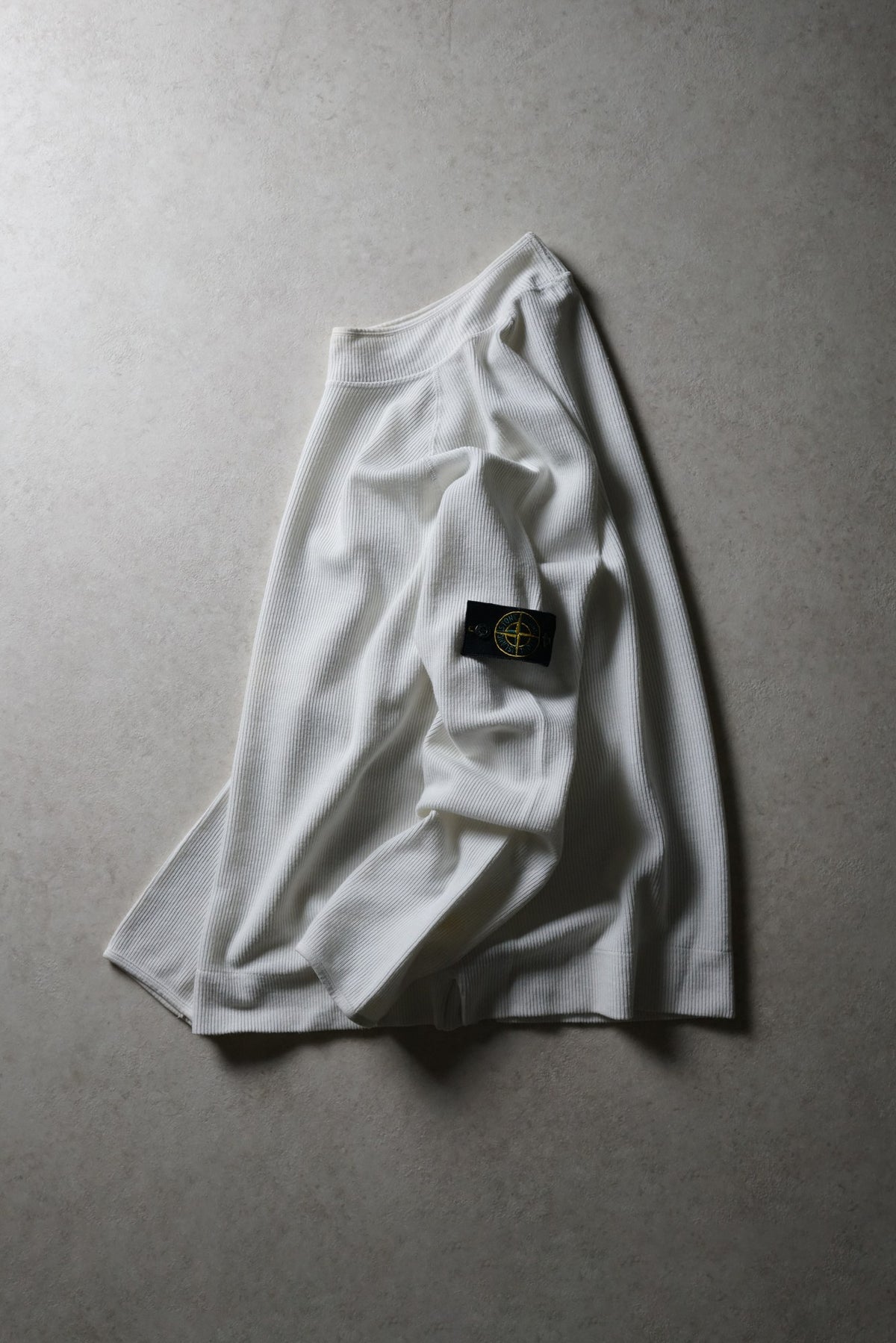 Stone Island White Ribbed Mockneck