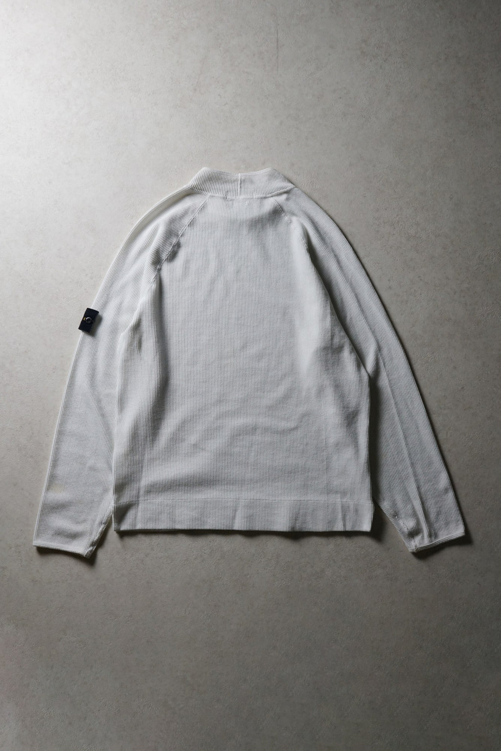 Stone Island White Ribbed Mockneck